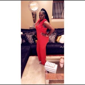 Red spandex jumpsuit